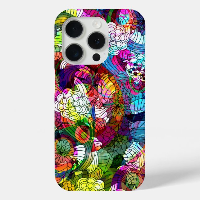 Colourful Abstract Vintage Flowers Collage Case-Mate iPhone Case (Back)