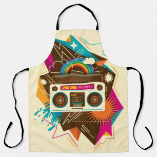 Colourful Abstract Vintage Radio Illustration Apron