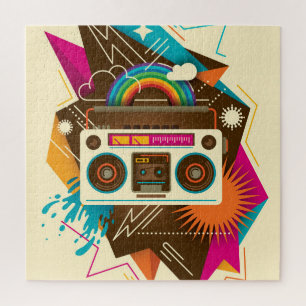 Colourful Abstract Vintage Radio Illustration Jigsaw Puzzle