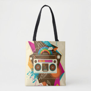 Colourful Abstract Vintage Radio Illustration Tote Bag