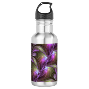 Colourful Abstract Violet Purple Khaki Fractal Art 532 Ml Water Bottle