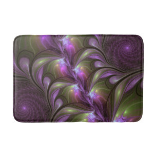 Colourful Abstract Violet Purple Khaki Fractal Art Bath Mat