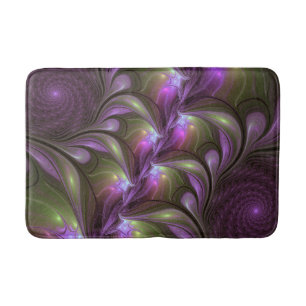 Colourful Abstract Violet Purple Khaki Fractal Art Bath Mat