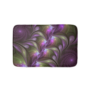 Colourful Abstract Violet Purple Khaki Fractal Art Bath Mat