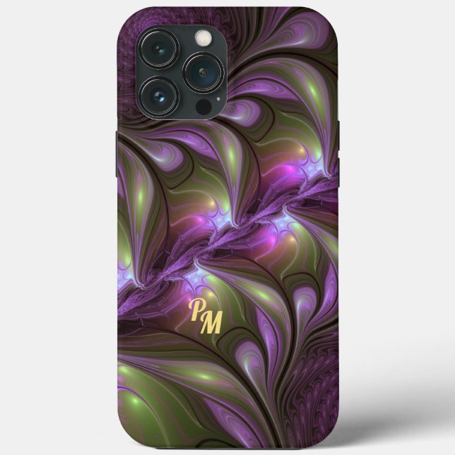 Colourful Abstract Violet Purple Khaki Fractal Art Case-Mate iPhone Case (Back)