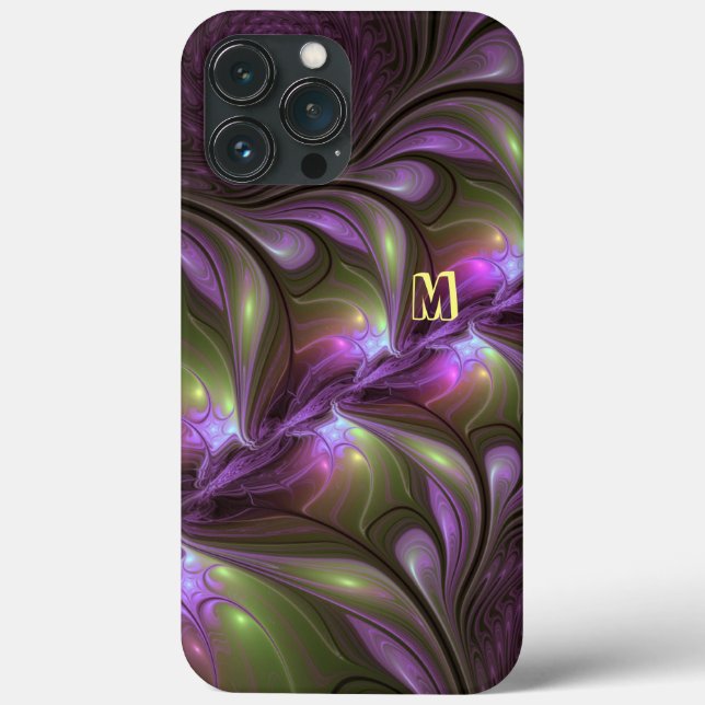Colourful Abstract Violet Purple Khaki Fractal Art Case-Mate iPhone Case (Back)