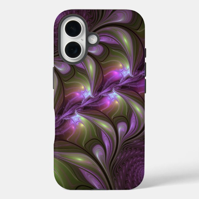 Colourful Abstract Violet Purple Khaki Fractal Art Case-Mate iPhone Case (Back)