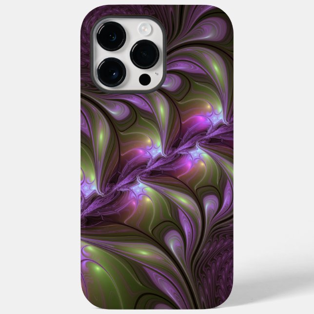 Colourful Abstract Violet Purple Khaki Fractal Art Case-Mate iPhone Case (Back)
