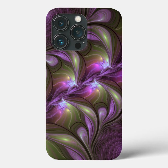 Colourful Abstract Violet Purple Khaki Fractal Art Case-Mate iPhone Case (Back)