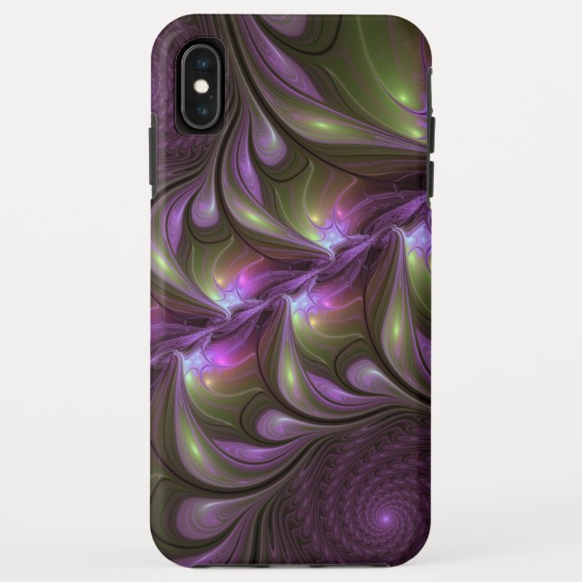 Colourful Abstract Violet Purple Khaki Fractal Art Case-Mate iPhone Case (Back)