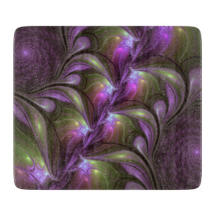 Colourful Abstract Violet Purple Khaki Fractal Art Cutting Board