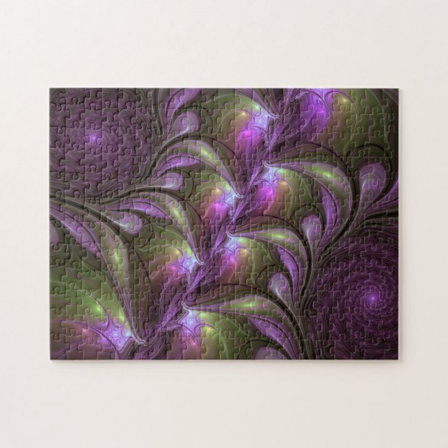 Colourful Abstract Violet Purple Khaki Fractal Art Jigsaw Puzzle (Horizontal)