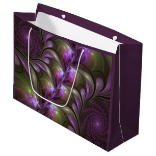 Colourful Abstract Violet Purple Khaki Fractal Art Large Gift Bag