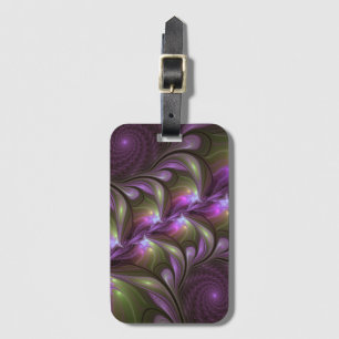 Colourful Abstract Violet Purple Khaki Fractal Art Luggage Tag