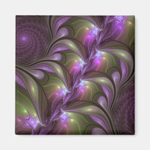 Colourful Abstract Violet Purple Khaki Fractal Art Magnet