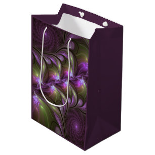 Colourful Abstract Violet Purple Khaki Fractal Art Medium Gift Bag