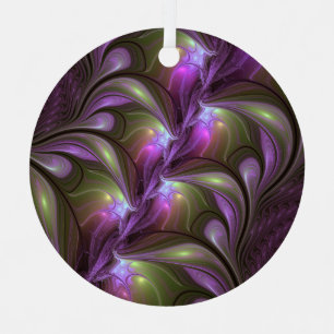 Colourful Abstract Violet Purple Khaki Fractal Art Metal Tree Decoration