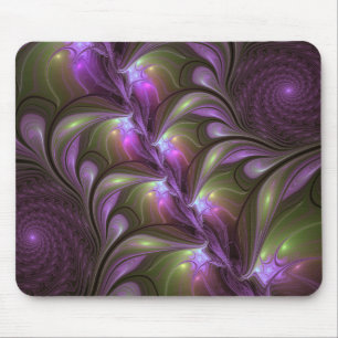 Colourful Abstract Violet Purple Khaki Fractal Art Mouse Mat