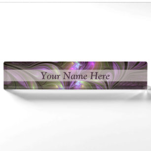 Colourful Abstract Violet Purple Khaki Fractal Art Nameplate