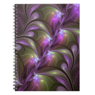 Colourful Abstract Violet Purple Khaki Fractal Art Notebook
