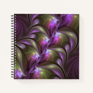 Colourful Abstract Violet Purple Khaki Fractal Art Notebook