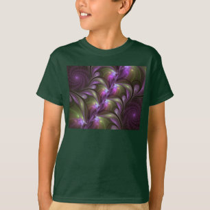 Colourful Abstract Violet Purple Khaki Fractal Art T-Shirt
