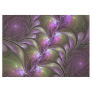 Colourful Abstract Violet Purple Khaki Fractal Art Tablecloth