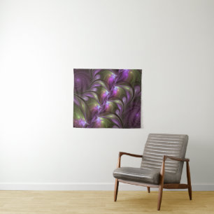 Colourful Abstract Violet Purple Khaki Fractal Art Tapestry