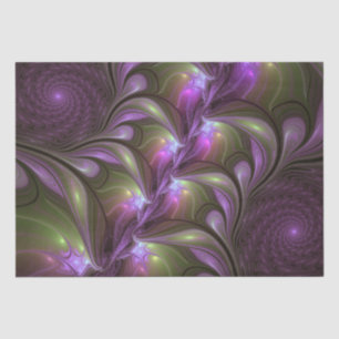 Colourful Abstract Violet Purple Khaki Fractal Art Tissue Paper