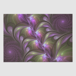 Colourful Abstract Violet Purple Khaki Fractal Art Tissue Paper