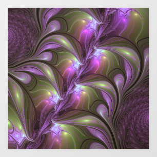Colourful Abstract Violet Purple Khaki Fractal Art Window Cling