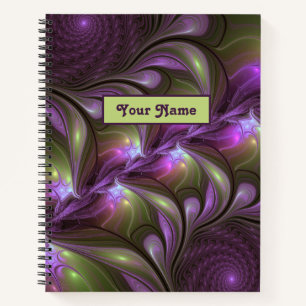 Colourful Abstract Violet Purple Khaki Fractal Nam Notebook