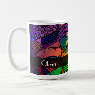Colourful Abstract w/ Textures, Patterns & Name 2 Coffee Mug