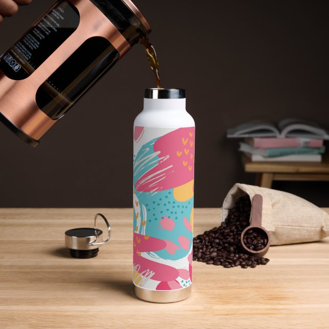 Colourful Abstract Water Bottle (Coffee)