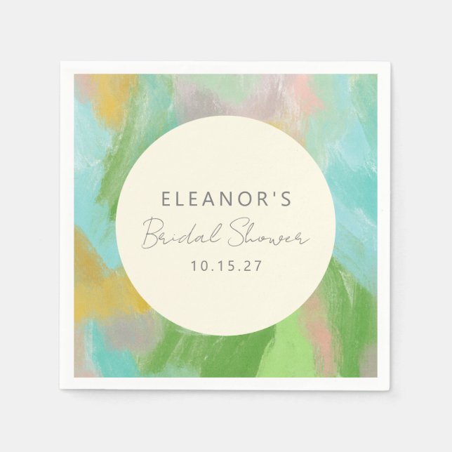 Colourful Abstract Watercolor Bridal Shower Custom Napkin (Front)