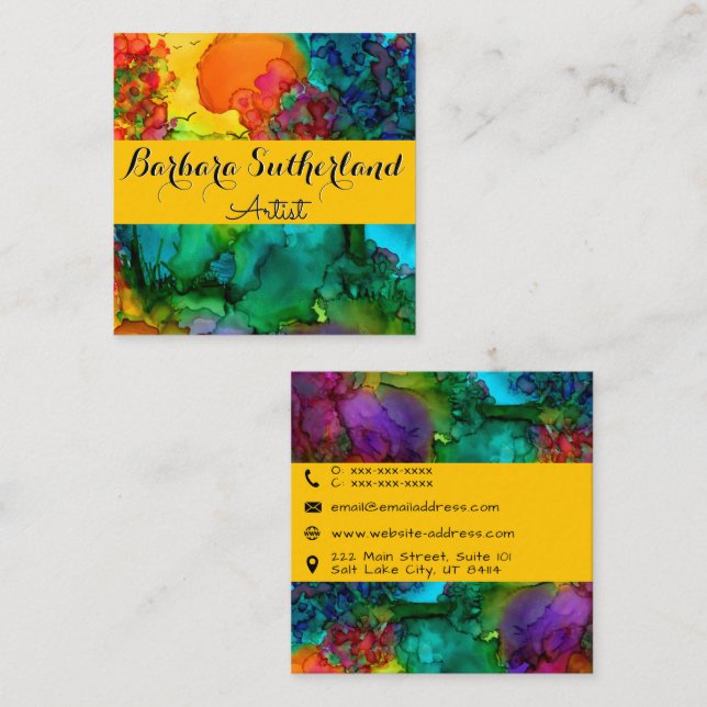 Colourful Abstract Watercolor Business Card (Front/Back)