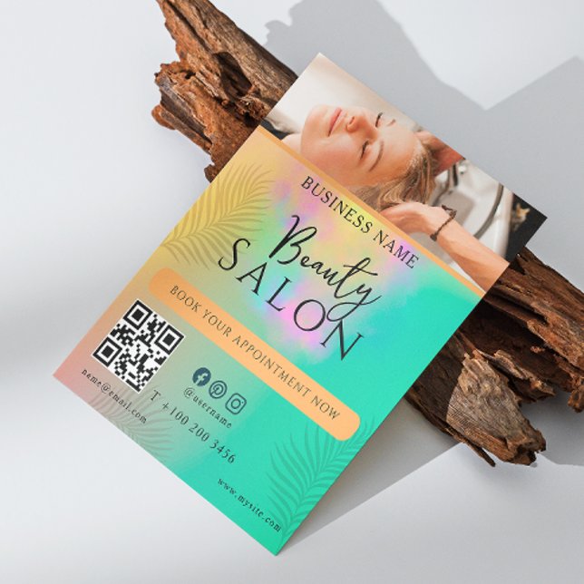 Colourful Abstract Watercolor Hair Stylist Script Flyer (Colourful Abstract Watercolor Hair Stylist Script Flyer)