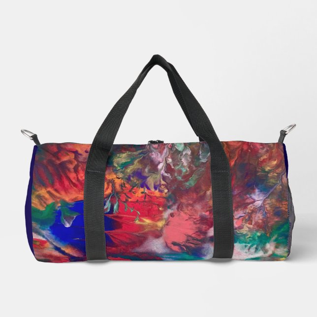 Colourful Abstract Watercolor Hippie Duffle Bag (Front)