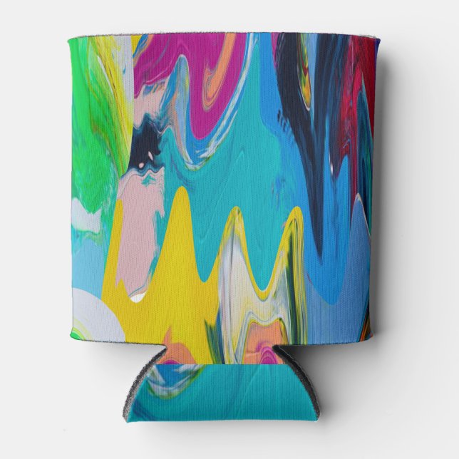 Colourful abstract, watercolor motion blur. can cooler (Front)