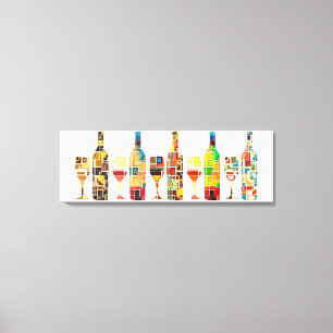 Colourful Abstract Watercolor of Bottles & Glasse Canvas Print