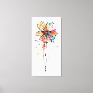 Colourful abstract watercolor painting of flower  canvas print