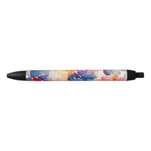 Colourful Abstract Watercolor Pattern  Black Ink Pen