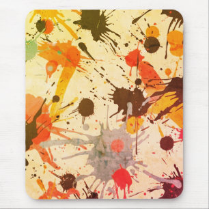 Colourful Abstract Watercolor Splatter Mouse Mat