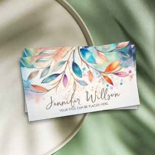 Colourful Abstract Watercolor Tree Art  Business Card