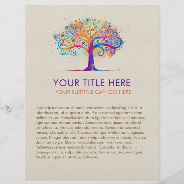 Colourful Abstract Watercolor Tree Flyer (Front)