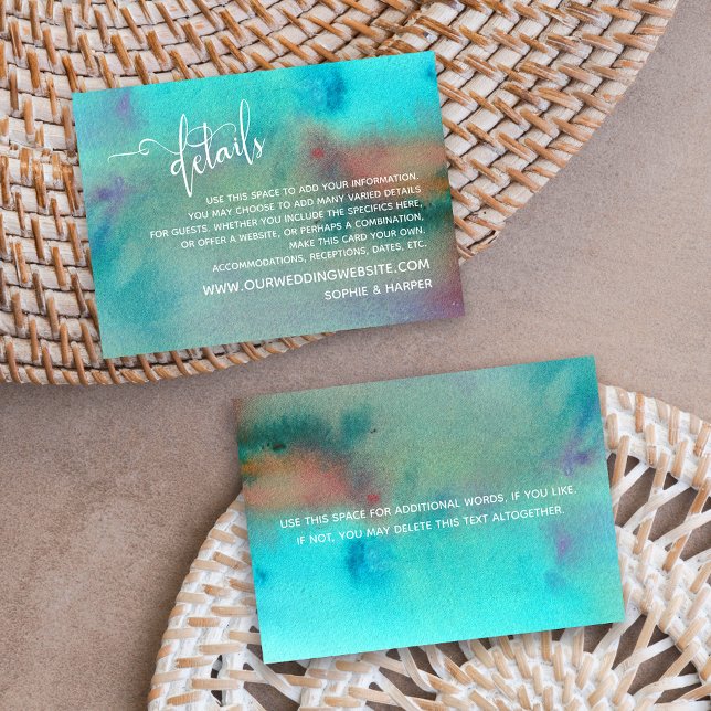 Colourful Abstract Watercolor Wedding Details Enclosure Card (Creator Uploaded)