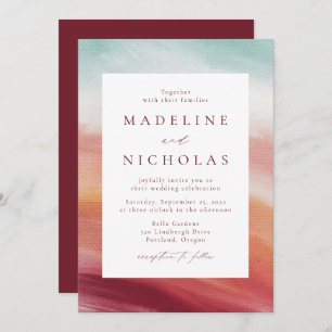 Colourful Abstract Watercolor Wedding Invitation