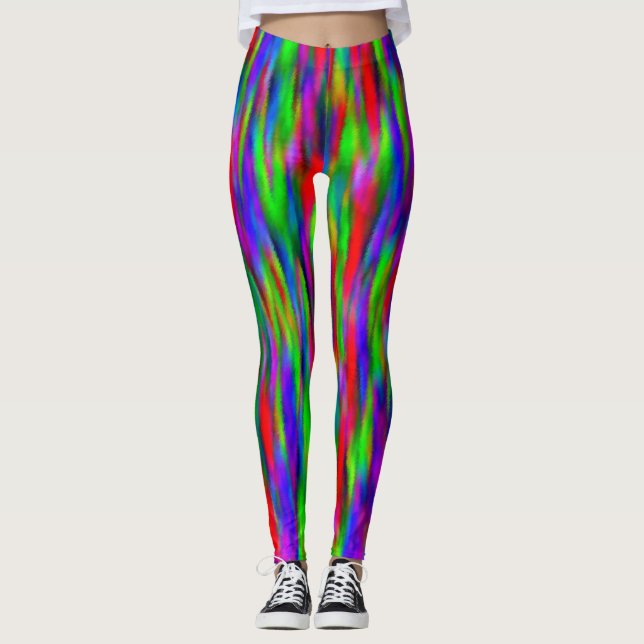 Colourful Abstract Watercolors Gone Wild Leggings (Front)