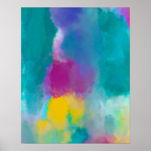 Colourful Abstract Watercolour Painting Poster