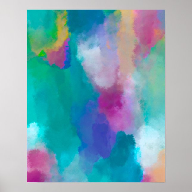 Colourful Abstract Watercolour Painting Poster (Front)